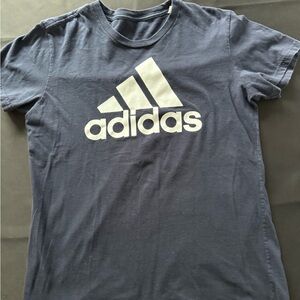 adidas Navy Blue Men’s Short Sleeve Tee with White Logo Size: M